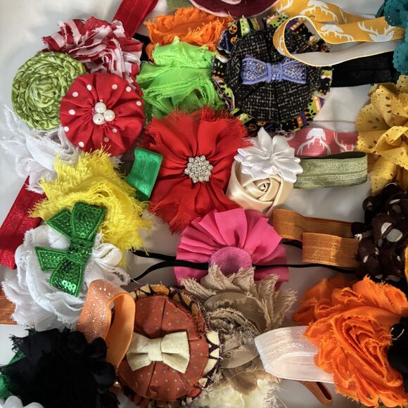 Baby Toddler Headband Hairbow LOT 50+ Holidays Everyday Colorful Elastic - Picture 4 of 5